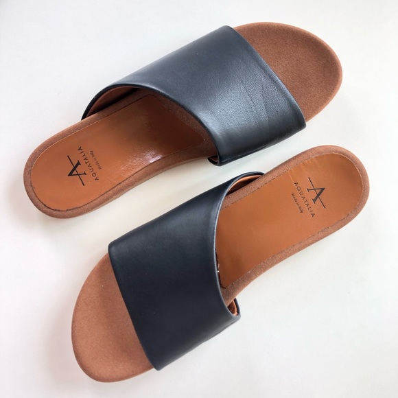 Aquatalia Dedra Leather Slide Sandals Navy Size 6 - Picture 9 of 11